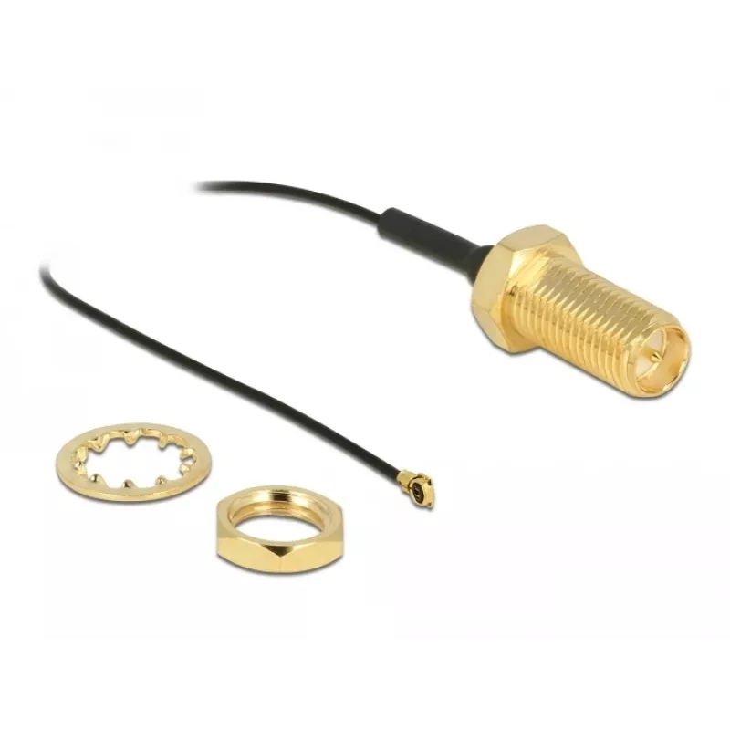 Anteninis kabelis DeLOCK RP-SMA lizdas (bulkhead) į I-PEX MHF 4 kištuką 0,81 mm 35 cm