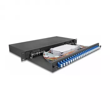 DeLOCK 19 colių šviesolaidžių sujungimo dėžė 24 x LC Duplex OS2 1U juodas metalas