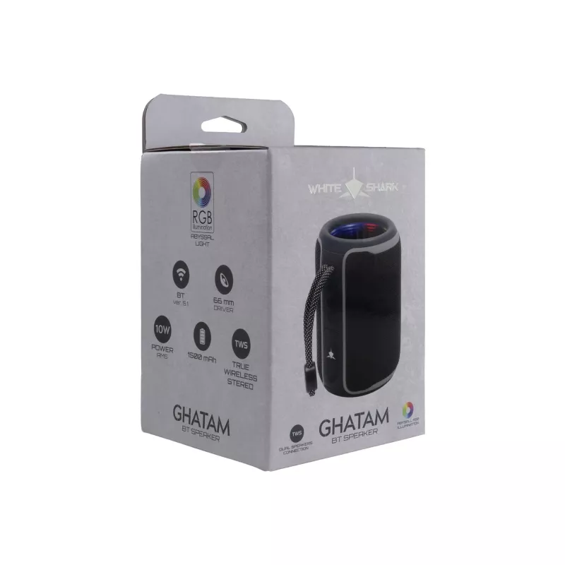 Belaidis garsiakalbis White Shark GBT-3007 Ghatam juodai pilkas