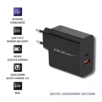 Maitinimo adapteris QOLTEC 51716 – 20V 3A (63W), juodas, universalus kroviklis