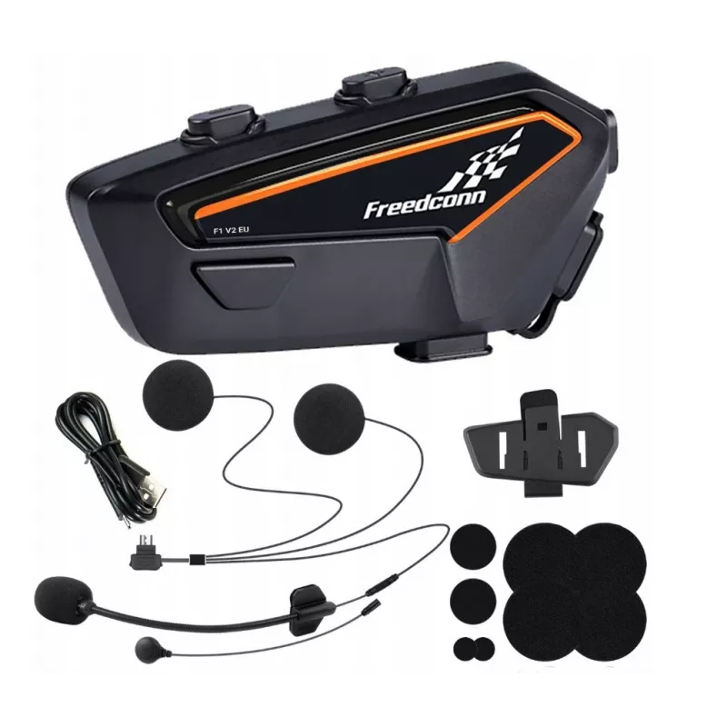 Ausinės „FreedConn F1 V2 EU“ – belaidės Bluetooth 5.2, IP65, 1100 mAh baterija, iki 48 h pokalbių, FM radijas, mikrofonas, segtukas