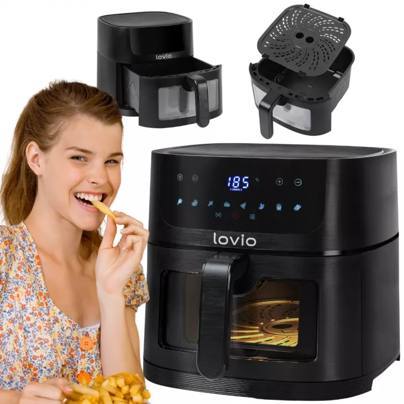 Oro gruzdintuvė Lovio LVAF002BK PureFry XL Smart 6L Juoda