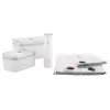 Vakuuminis indas ZWILLING 36807-007-0, plastikinis stačiakampis maisto indas, 1,1 l ir 2,3 l, sandariai užsidarantis dangtelis, išimamas, permatomas baltas