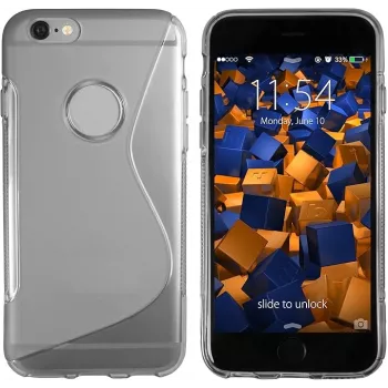 mumbi TPU Dėklas S-Design permatomas juodas, skirtas Apple iPhone 6/6s (MUMBI_4498)