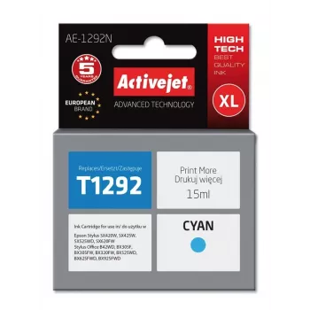 Activejet AE-1292N rašalinė kasetė (Epson T1292 pakaitalas; Supreme; 15 ml; žydra)
