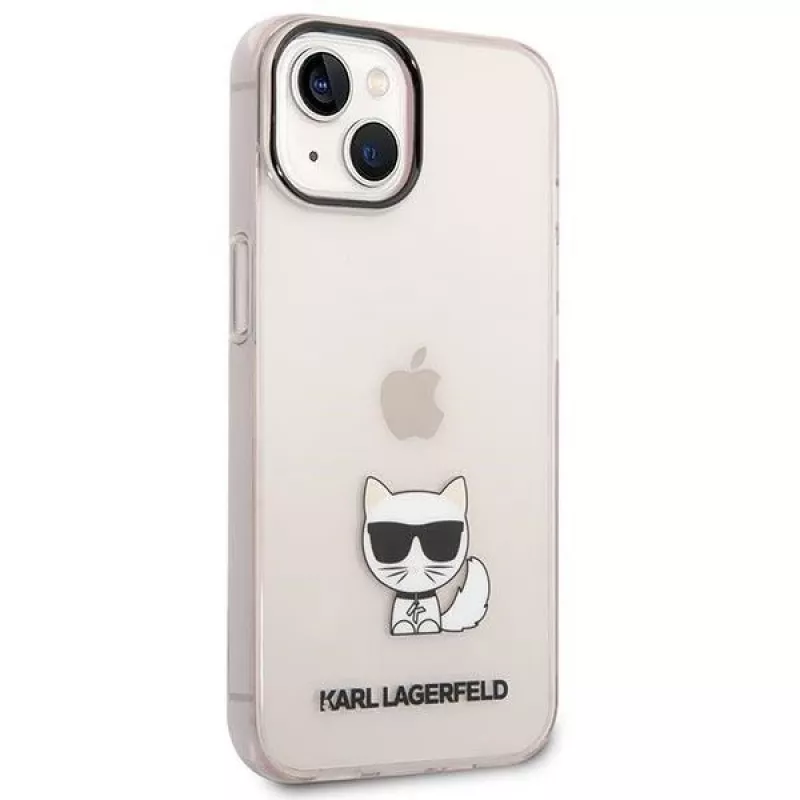 Karl Lagerfeld KLHCP14MCTRI kietas dėklas iPhone 14 Plus / 15 Plus 6.7 rožinis / rožinis permatomas Choupette Body
