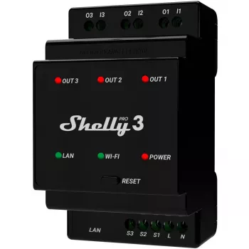 Shelly Pro 3 DIN bėgio WiFi/LAN/Bluetooth relės jungiklis