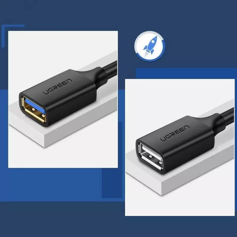 USB 3.0 ilginimo adapteris UGREEN 10368B — USB A moteriškas į USB A vyrišką, 1 m, juodas