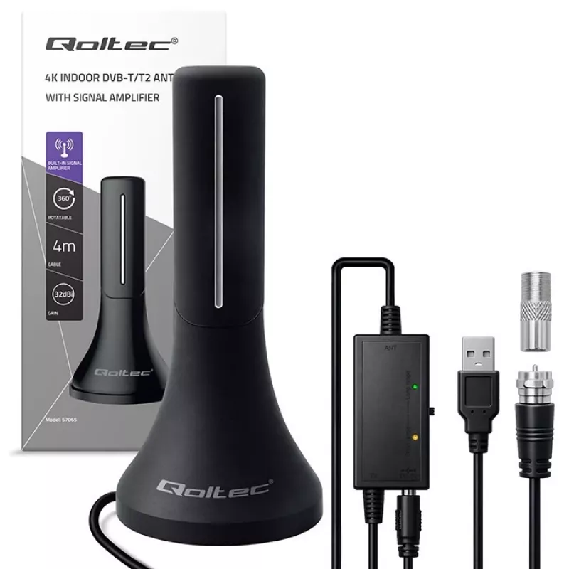 Televizijos antena QOLTEC DVB-T/T2 57065 (vidaus / lauko)