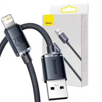 Baseus Crystal Shine USB į Lightning laidas, 2,4A, 2m (juodas)