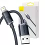 Baseus Crystal Shine USB į Lightning laidas, 2,4A, 2m (juodas)