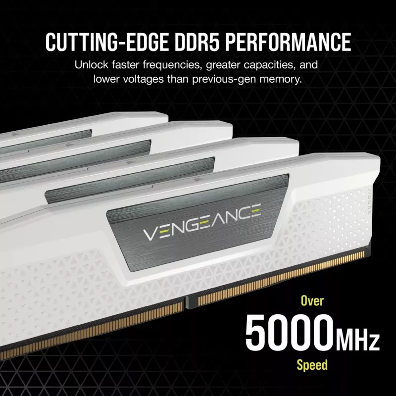 CORSAIR Vengeance DDR5 atminties rinkinys 48 GB (2 x 24 GB) 6000 MHz CL30 baltas (CMK48GX5M2B6000C30W)