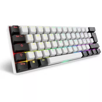 Klaviatūra Sharkoon SGK50 S4 60% balta RGB LED QWERTZ vokiškas išdėstymas USB