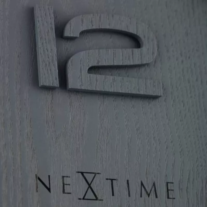 NeXtime klok 3095gs Wood Wood Big, Ø52,8 cm, sieninis, pilkas