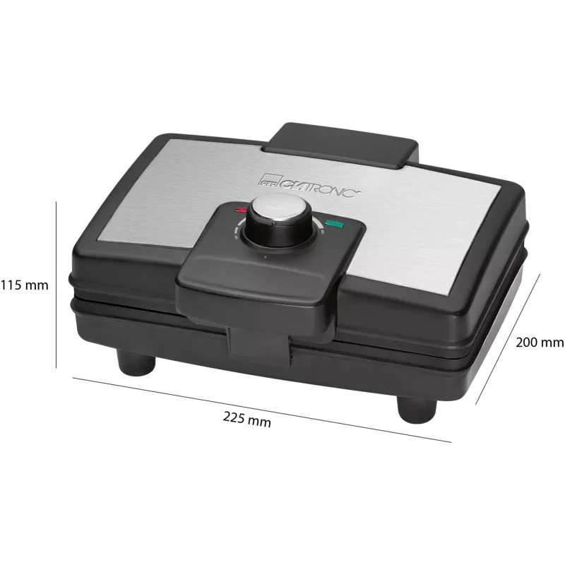 Clatronic WA 3606 vaflinė 2 vafliai Juoda, Nerūdijantis plienas 800 W