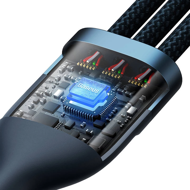 USB laidas Baseus CASS030003 1,2 m USB A USB C/Micro USB-A/Lightning mėlynas