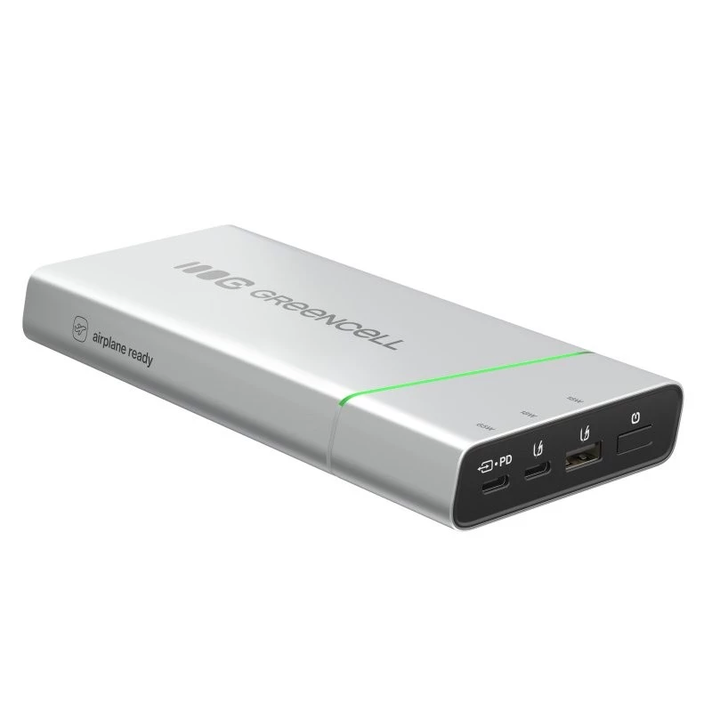 Nešiojama baterija Green Cell BPLGC20P 20800 mAh Li‑Jonų, USB‑C PD 65W, 2x USB‑C + 1x USB‑A, aliumininis korpusas