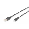 Digitus ASSMANN USB laidas, USB A (vyriškas) – Mini USB B (vyriškas), 1 m, juodas (AK-300108-010-S)