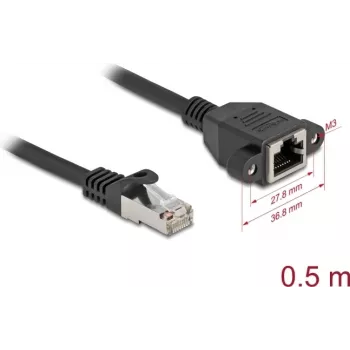 Tinklo kabelis DeLOCK 90774 Juodas 0,5 m Cat6a S/FTP RJ-45