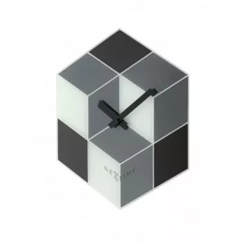 NeXtime klok 8171 Cubic, 43,5x37 cm, sieninis, juoda/balta/pilka