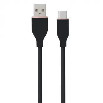 Silicone kabelis USB Type-A - Type-C (Juodas, 1m)