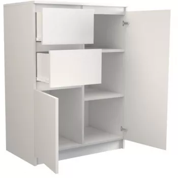 Komoda Top e shop 2D2S BIEL – 2 stalčiai, balta, 700×400×970 mm, medžio drožlių plokštė