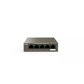 Tinklo jungiklis TENDA TEG1105P-4-63W-EU, 5x Gigabit RJ-45, 4x PoE (57,8 W bendra galia), 10 Gbit/s perjungimas