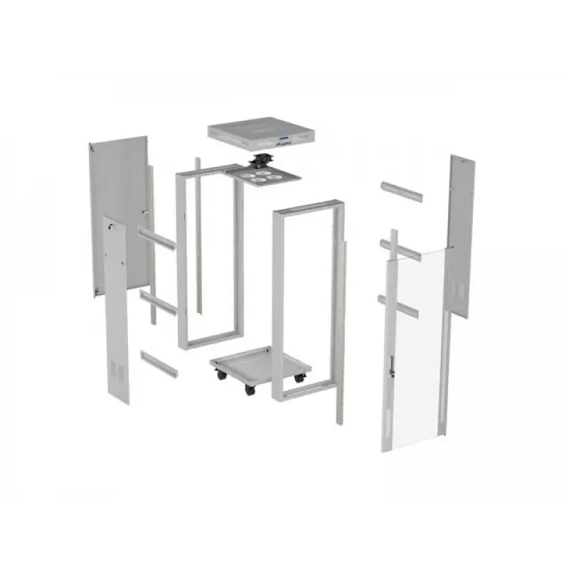 LANBERG 19 colių 32U stovimas serverio spintos stovas 600×600 mm pilkas su perforuotomis durelėmis ir LCD (Flat Pack)