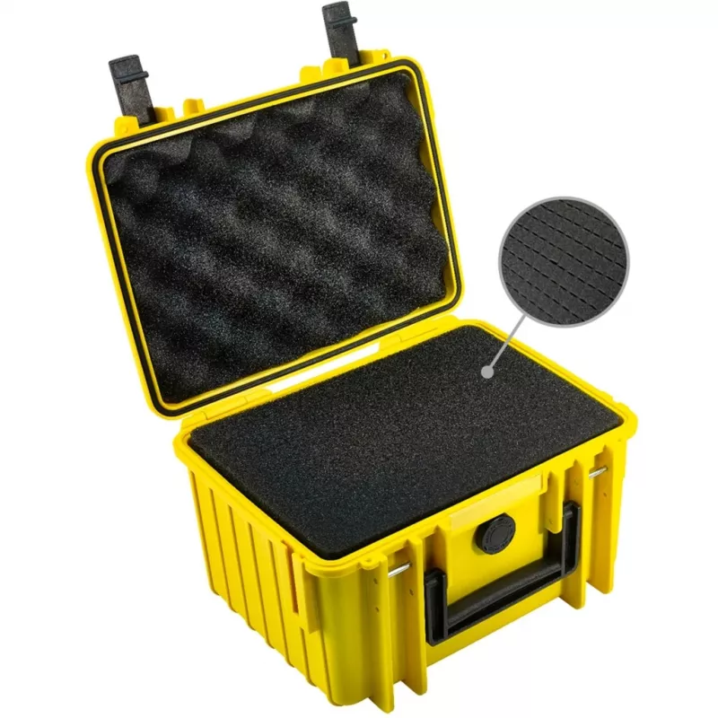 B&W Cases type 2000 geltonas polipropileno dėklas nuo dulkių, smūgių ir purslų