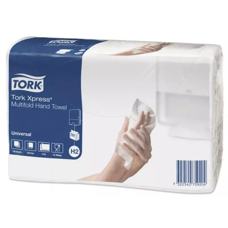 Popieriniai rankšluosčiai Tork Xpress Multifold Universal H2, 2 sluoksnių, 23,4 x 21,3 cm (20 vnt.)