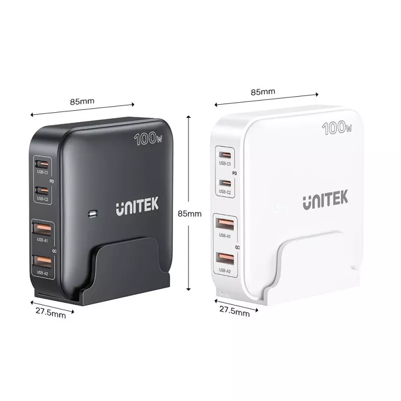 Unitek Desk Charger P1229ABK01-EU 100W stalinis įkroviklis su 2× USB-A ir 2× USB-C