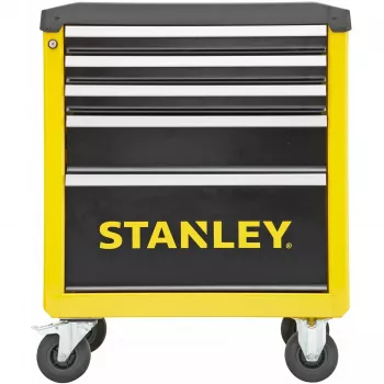 Įrankių vežimėlis Stanley STST74305-1 su 5 stalčiais, geltonas/juodas, 3 plokšti + 2 gilūs stalčiai