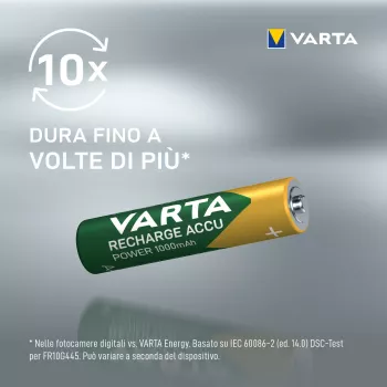 VARTA HR03 AAA įkraunamos baterijos Accu Power 1000 mAh 05703 4 vnt. Žalia, Geltona