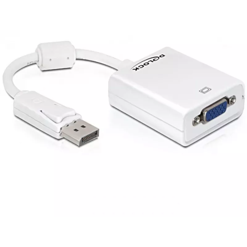 Vaizdo kabelio adapteris DeLOCK 61766 0,125 m VGA DisplayPort baltas