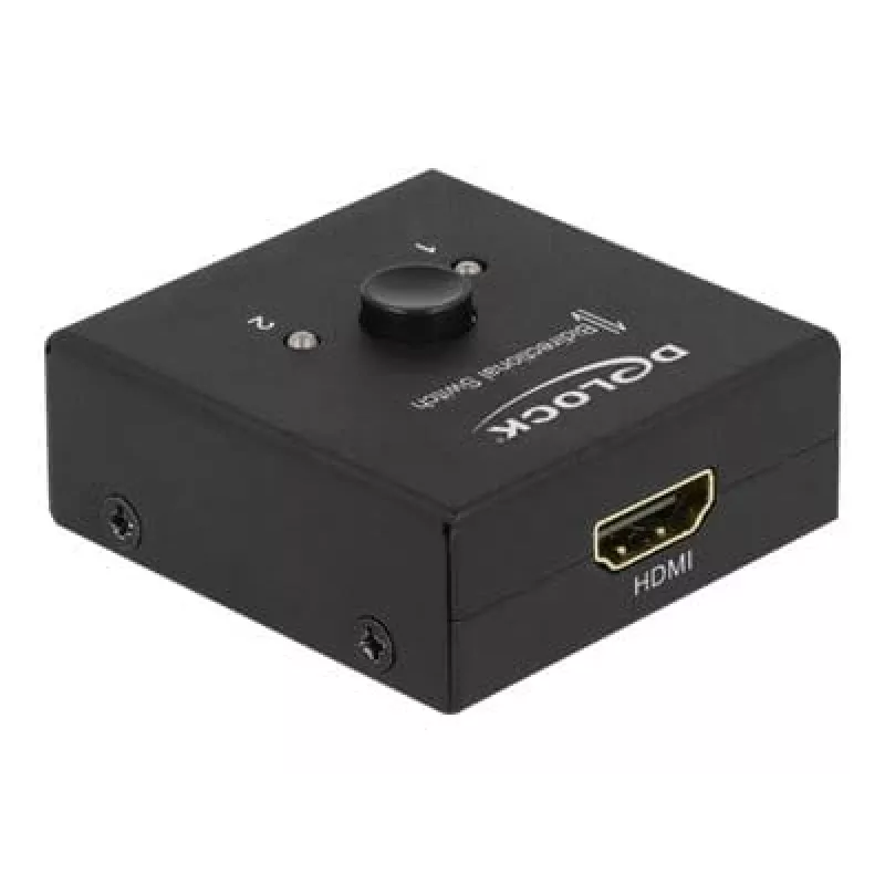 DeLock HDMI 2 į 1 dvipusis 4K 60 Hz kompaktiškas vaizdo/garso jungiklis - Mažmeninė dėžutė - 2 x HDMI - stalinis (64072)
