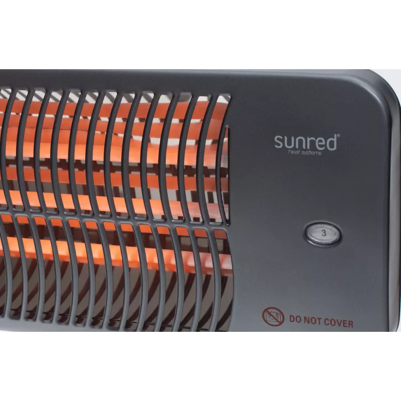 Kvarco elektrinis šildytuvas SUNRED LUG-2000W — 2000 W, lauko naudojimui, montuojamas ant sienos, IP24, juodas