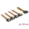 SATA maitinimo laidas DeLOCK 60158 0,5 m SATA 15 kontaktų → 4 × SATA 15 kontaktų įvairiaspalvis