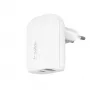 Belkin WCB007vfWH 37W dviejų prievadų greitasis AC sieninis įkroviklis, baltas