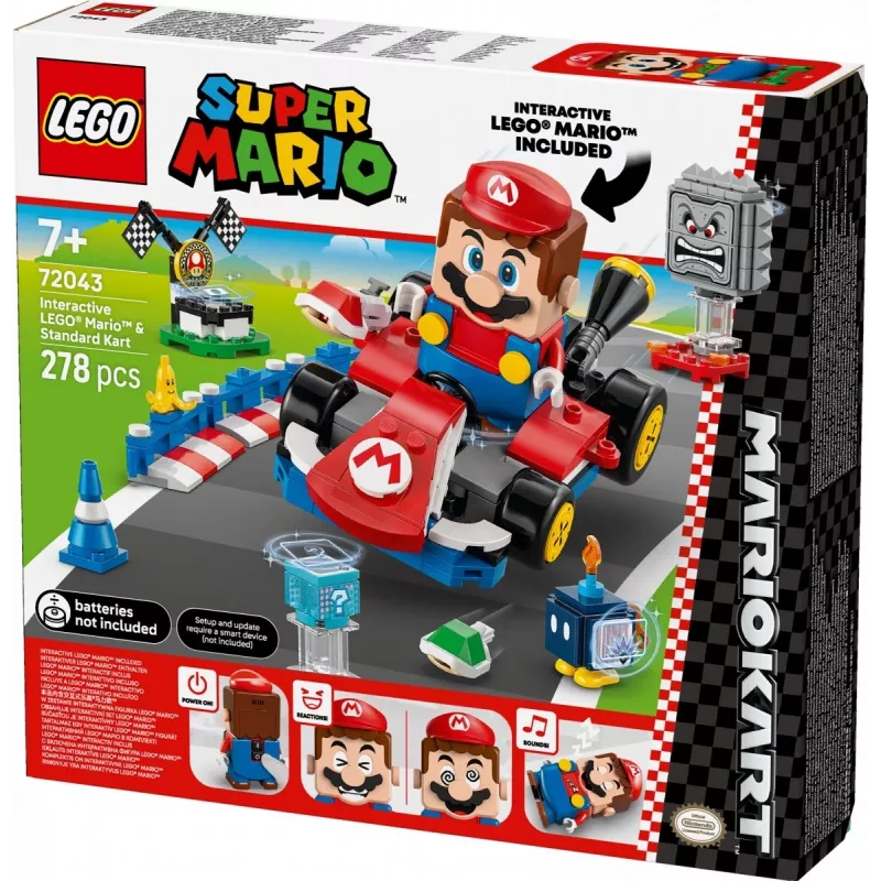LEGO Statybinis žaislas 72043 Super Mario interaktyvus Mario Kart su standartiniu kartu