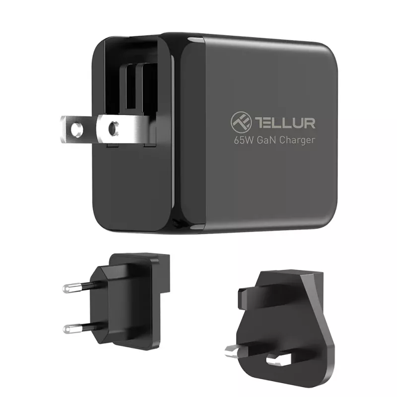 Sieninis įkroviklis Tellur TLL151451 65W, 3 prievadai (2x USB-C, 1x USB-A)