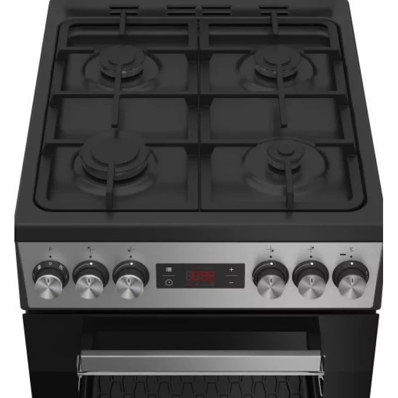 Laisvai pastatoma viryklė BEKO FSM52332DXDT 5 degiklių dujinė kaitlentė 60 cm, elektrinė orkaitė 60 L, energijos klasė A