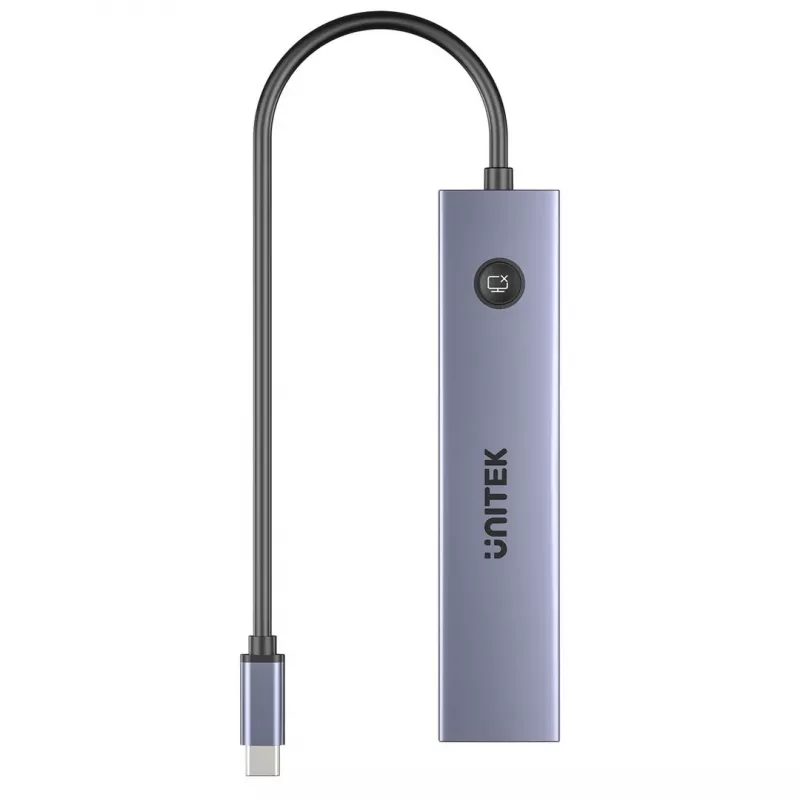 USB-C centrinis įrenginys Unitek H1124AGY01 su 100W PD, HDMI 2.0, 2x USB‑A, 2x USB‑C, SD/microSD skaitytuvu – aliuminis