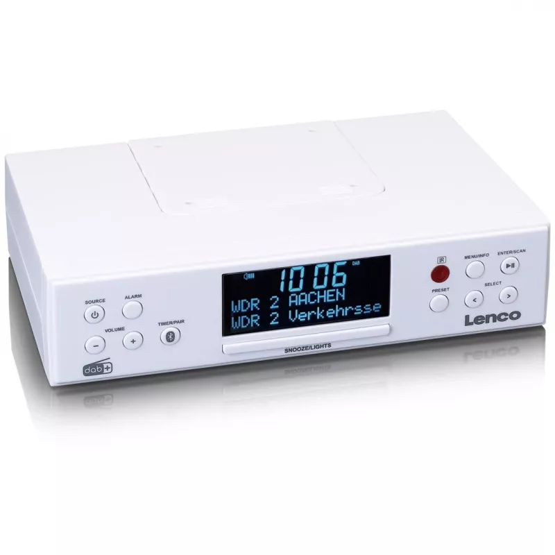 Lenco KCR-190WH virtuvės radijas po spintelėmis su PLL FM, DAB+ ir Bluetooth, baltos spalvos