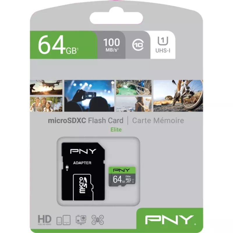 PNY Elite 64 GB MicroSDXC UHS-I Class 10 atminties kortelė
