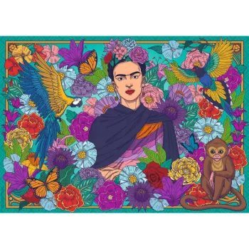 Dėlionė Frida Kahlo rojus: papūgos, beždžionės 1000 dalių