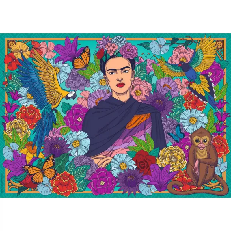 Dėlionė Frida Kahlo rojus: papūgos, beždžionės 1000 dalių