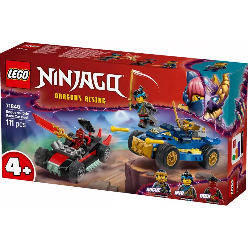LEGO NINJAGO Statybiniai blokeliai 71840 Lenktynių dvikova Rogue prieš Drix