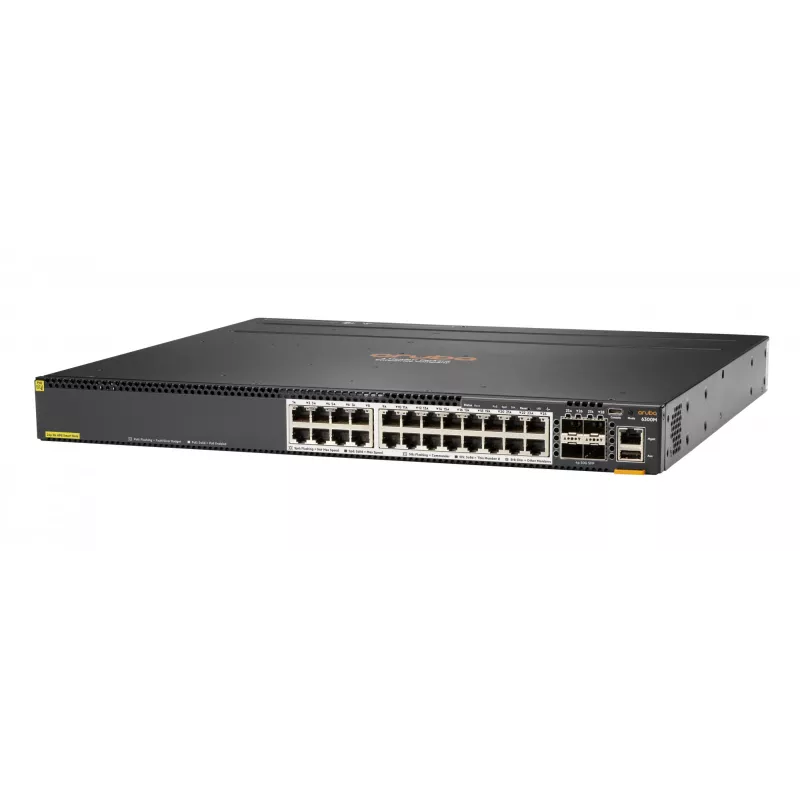 HPE Aruba 6300M jungiklis – L3 valdomas – 24 x 1/2,5/5/10GBase-T + 4 x 1/10/25/50 Gb/s SFP56 (aukštyn/rietuvė) – priekiniai prievadai