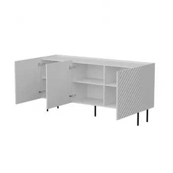 Komoda Cama Meble LUCCA 3D 165x40x80 cm, balta, medžio drožlių plokštės rėmas