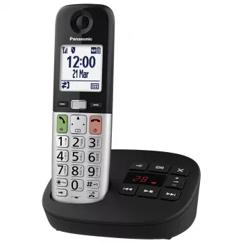 DECT belaidis telefonas Panasonic KX-TGU430, garsiakalbis, skambučio ID, 2,4 colio ekranas, 1000 kontaktų telefonų knyga, pilka/juoda